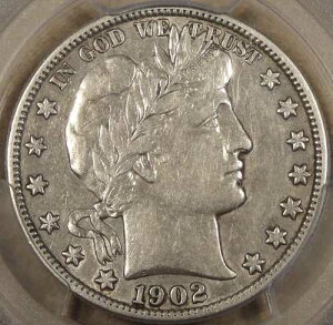 1902-S �o�[�o�[ �n�[�t�h�� 50�Z���g PCGS�F�� XF45 �ʐ^��������