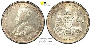 1915�N �I�[�X�g�����A �X���[�y���X ���i�� ��i�� �~���g�A�L�[���t PCGS �O���[�h aUNC 55 #01