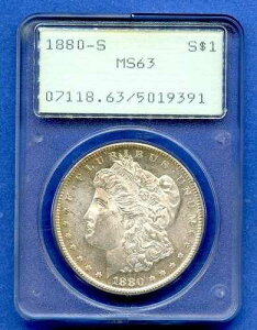 1880 S PCGS MS63 �����K���V���o�[ 1�h�� �č������ǔ��s ���A ���g���[ �Z�~PL