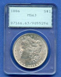 1886�N P PCGS MS63 �����K���V���o�[ 1�h�� �č������ǔ��s �R�C�� �u���X�g�z���C�g ���A ���g���[