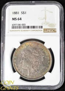 1881 S$1 ���[�K����� NGC MS 64 UNC �����ʃ����X�^�[�g�[���R�C��!!