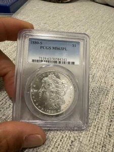 1880-S �����K����� PCGS MS63PL S$1 �T���t�����V�X�R������