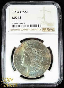 1904-O S$1 �����K����� NGC MS63 �u�����A���g �A���T�[�L�����[�g BU ���C���{�[�g�[��