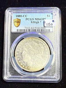 1880�N�� �����K���E�_���[ PCGS MS63PL 8/HIGH 7