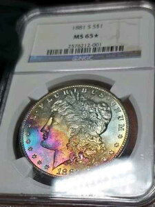 1881�N S �����K����� NGC MS65* �X�^�[���C���{�[�g�[�� PQ �o�b�O�X�g�����O�p�^�[��