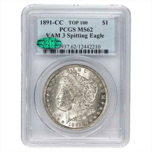 1891CC �����K����� $1 VAM 3 �X�s�b�e�B���O�C�[�O�� TOP 100 PCGS MS 62 CAC