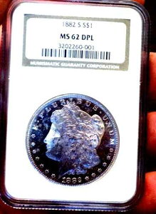 ���[�K�� �V���o�[ �h�� 1882 S NGC MS 62 DMPL �u���[ �N���[�� �����X�^�[ �J���I �Ռ��I!