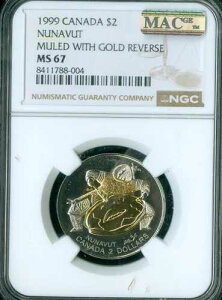 1999�N�J�i�_ $2 �k�i�u�g���B�~���[���W �S�[���h ���o�[�X NGC MS67 MAC �X�|�b�g���X POP-1�B