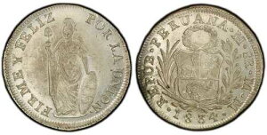 �y���[�B 1834�N-Limae MM AR 8���[�� PCGS MS62���}�B ���R�̏��_�B KM 142.3-
