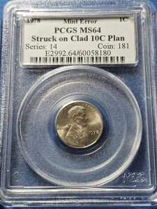 1978�N 1C PCGS MS 64 �G���[ �����J�[���Z���g �N���b�h�_�C�� 10C �v�����V�F�b�g�u�����N