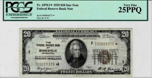 1929�N $20�A�M������s* �X�^�[* note-fr. 1870-i * (�t�B��)PCGS 25PPQ-Low 3��#-