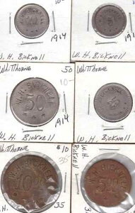 6�s�[�X�Z�b�g $5 $10 WH Bicknell Co �g�[�N���ɍœK Whitthorne TN Carroll Co z