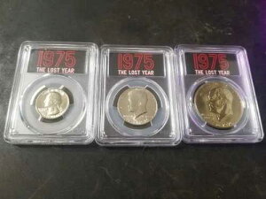 1976 D (1975) 3���Z�b�g �N�H�[�^�[ �n�[�t�h�� �h�� PCGS MS64 BU �����N ���A