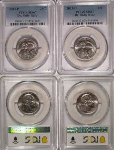 2022�N P&D Dr Sally Ride 25�Z���g PCGS MS67 �A�����J���E�E�B�����Y �N�H�[�^�[�R�C�� 2���Z�b�g