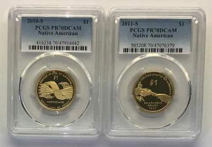 2010�N��2011�N S $1 �v���[�t PCGS 70 DCAM �T�J�K�E�B�A �h�� 2���Z�b�g