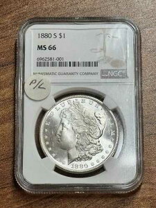 1880�N S $1 �����K����� NGC MS66 �O���[�h PL �v���[�t�̂悤�Ɍ�����I (Slab1193)