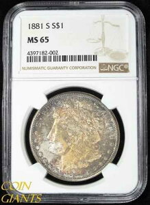 1881-S 1�h�� �����K����� NGC MS 65 �u�����A���g UNC GEM KEY BU ���C���{�[�g�[��