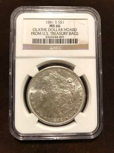 1881�N S $1 NGC�O���[�h MS66 �I���C�T�h�� �č������ȃo�b�O���ۊ� 3324244-001