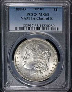 1888-O ���[�K�� �V���o�[ �_���[�ATOP 100 PCGS MS 63 VAM 1A �N���b�V�� E�A�󏭃R�C���B