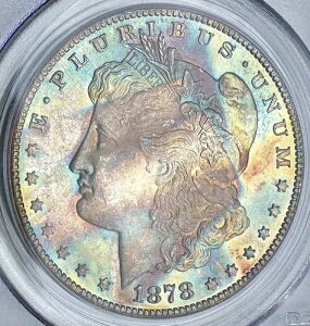 1878�N S ���[�K�� �V���o�[ �h�� PCGS & CAC MS65 ���ٓI�ȃp�X�e���J���[