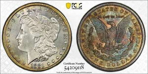 1881 CC $1 �����K����� PCGS AU �ڍ� �\�ʂ͊��炩 - �����X�^�[�g�[��