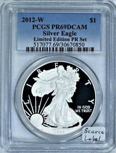 2012-W $1 �V���o�[ �A�����J�� �C�[�O�� PCGS PR-69DCAM; ����� PR �Z�b�g; �󏭃��x��!