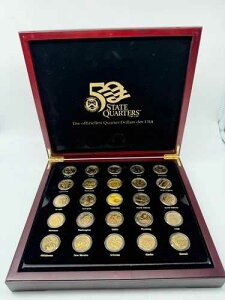 50 State Quarters, vollst?ndig vergoldet, Die offziele Quarters-Dollars der USA