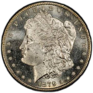 1879-S ���[�K�� �V���o�[ �_���[ - PCGS �S�[���h �V�[���h MS64 - �f���炵���Z�~ PL ��!