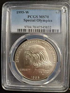 1995-W �X�y�V�����I�����s�b�N�X�L�O �V���o�[�h�� PCGS MS70 �u���[���x��