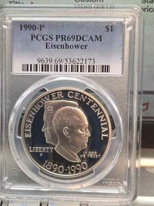 1990�N P $1 �A�C�[���n���[�L�O��� PCGS PR69DCAM-SEE STORE WW2 MED