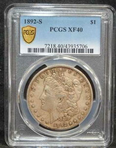 1892-S ���[�K�� �V���o�[ �_���[ PCGS XF 40�B�S�[���h �V�[���h�ANFC �ŕی삳��Ă��܂��B