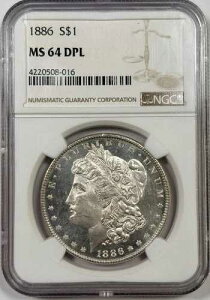 1886 P $1 MS64DMPL / DPL - �f�B�[�v�~���[�v���[�t���C�N�����K���V���o�[�_���[ - NGC