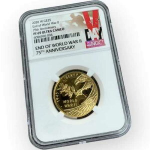 NGC 2020 W G$25 ��񎟐��E���I��75���N�L�O PF 69 �E���g���J���I 24K 1/2�I���X (WMP015072)