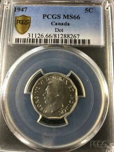 1947�N DOT PCGS �O���[�h�J�i�_�A�j�b�P�� 5 �Z���g�A**MS-66** #8267