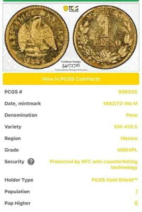 1882/72 MO ���L�V�R �y�\ ���� PCGS MS64PL�A�v���[�t���l�A�ō��̕i!
