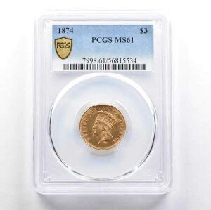 1874�N 3�h�� �C���f�B�A�� �v�����Z�X�w�b�h �S�[���h 3�h�� MS61 PCGS *7630