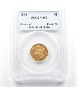 1874�N �C���f�B�A���E�v�����Z�X�E�w�b�h���� 3�h�� MS60 PCGS *2205