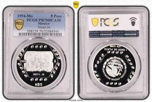 ���L�V�R �V���o�[ 5�y�\ �v���[�t�R�C�� 1994�N KM#578 DINTEL 26 PCGS PR70 TOP??COA