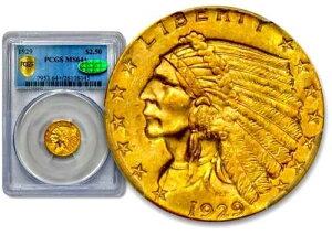 1929�N 2.5�h�����݃C���f�B�A�� - PCGS MS64+ CAC PLUS C995