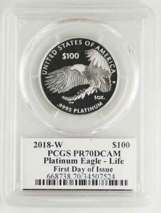 2018 W $100 1�I���X 9995 �v���`�i �A�����J���C�[�O�� ���C�t�v���[�t�R�C�� PCGS PR70 DC FDOI