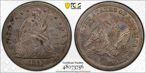 1847�N ���ȕt�����o�e�B�h�� PCGS MS 61 �ō���ԗǍD�A���򂠂�A�L�Y��