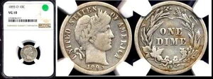 1895-O 10C NGC VG 10- BARBER DIME NGC VG10�O���[�h.... 5�̕���i������܂�