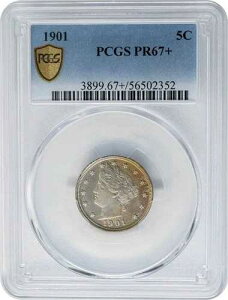 1901�N ���o�e�B�j�b�P�� 5�Z���g PF67+ PCGS�Z�L���A �������F�ʂƔ������O�� 950838-16