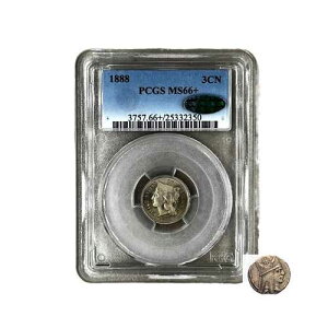 ���o�e�B�w�b�h 3�Z���g�j�b�P�� PCGS MS66+ CAC 1888