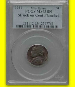 1941�N PCGS MS63 �W�F�t�@�[�\���E�j�b�P���E�I���E�Z���g ?? �󏭂ȓ��t 5C 1C �v�����V�F�b�g�ɍ���