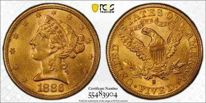 1886�N S�S�[���h �n�[�t�C�[�O�� ���o�e�B�w�b�h PCGS MS-62
