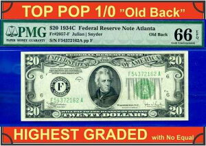 1934C 20�h���A�M������s�� PMG 66 EPQ TOP POP 1/0 �ō��O���[�h �A�g�����^ o/b