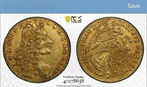 1723�N �o�C�G�����S�[���h 1/2 �}�b�N�X�h�[�� KM-395 PCGS AU �ڍ� �}�N�V�~���A��2���G�}�k�G�� ��