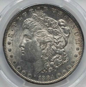 ���[�K�� �V���o�[ �_���[ 1884-S PCGS AU-55!!! �v���[�t�̂悤�Ȕ��˖ʁB