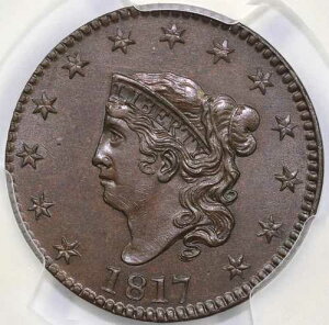 1817 1�Z���g 13�X�^�[ N-13 �R���l�b�g�܂��̓}�g�����w�b�h ���[�W�Z���g PCGS MS 63 BN *PQ*